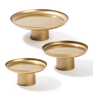 Set 3 platouri decorative metalice GED-007 Auriu 25.5x25.5x9 cm - Img 5