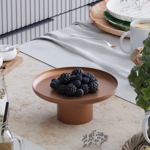 Set 3 platouri decorative metalice GED-007 Caramiziu 25.5x25.5x9 cm - Img 3