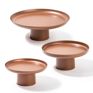 Set 3 platouri decorative metalice GED-007 Caramiziu 25.5x25.5x9 cm - Img 5
