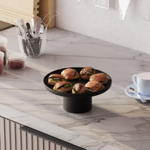 Set 3 platouri decorative metalice GED-007 Negru 25.5x25.5x9 cm - Img 3