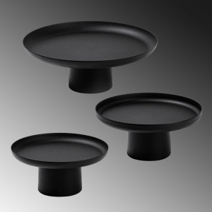 Set 3 platouri decorative metalice GED-007 Negru 25.5x25.5x9 cm - Img 6