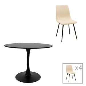Set 5 masa si scaune Balou-Noor Bej 100x100x86 cm