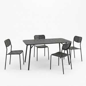 Set 5 masa si scaune gradina V2, Moraja Deraby, Negru, 80x140x72 cm - Img 2