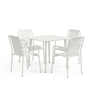 Set 5 piese masa si scaune gradina, Heven Vista, Alb, 80x80x72 cm - Img 2