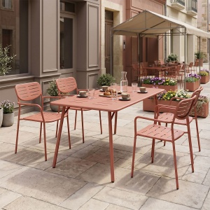 Set 5 piese masa si scaune gradina, Moraja, Terracotta, 80x140x72 cm