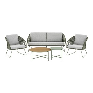 Set 5 piese Mobilier lounge pentru exterior Novella, Gri, 79x71x162 cm - Img 4