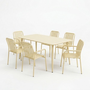 Set 7 masa si scaune gradina, Heven Vista, Champagne, 80x150x72 cm - Img 2
