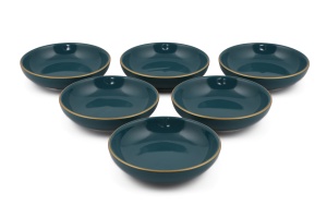 Set boluri de sos din ceramica (6 bucati) Mayd100 Albastru petrol 13x13x3.3 cm - Img 3
