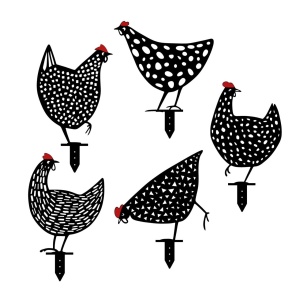 Set de accesorii metalice decorative pentru gradina Chickens Negru 28x26 cm - Img 2