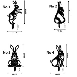 Set de accesorii metalice decorative pentru gradina Rabbits Negru 22x35 cm - Img 7