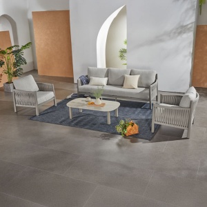 Set de gradina 4 buc. Feralda, Gri deschis, 218x79x73 cm - Img 2