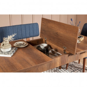 Set Masa si Scaune 4 Piese Vina 1048 - Albastru, Walnut - Img 9