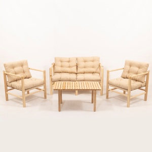 Set masa si scaune de gradina (4 piese) My028 Crem 135x74x75 cm - Img 2