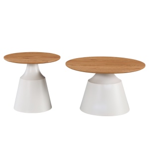Set masute de cafea, 2 buc, Parquet, Pako, Alb 70x70x38 cm - Img 3