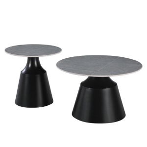 Set masute de cafea, 2 buc, Sculpt, Pako, Negru 70x70x39 cm - Img 2