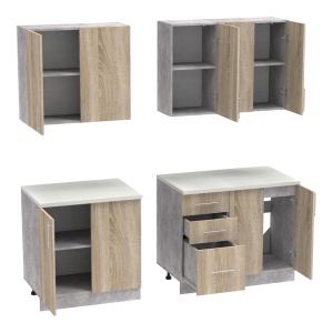 Set mobila bucatarie 4 buc Festa V Pako World Sonoma 160x60x85 cm - Img 5