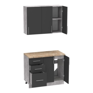 Set mobila bucatarie Festa Pako World Antracit 100x60x85 cm - Img 5
