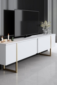 Set mobila sufragerie Luxe Alb 160x35x80 cm - Img 7