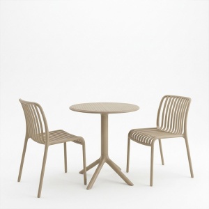 Set mobilier dining 3 piese Mercon Zoi, Cappuccino, 60x60x75 cm - Img 2