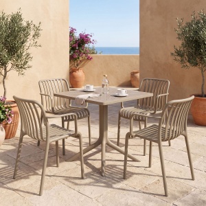 Set mobilier dining 5 piese Zoi Groovy, Cappuccino, 80x80x74 cm
