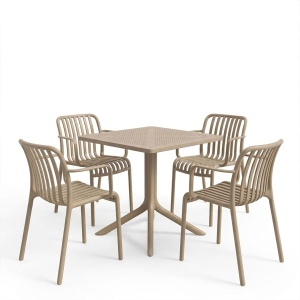 Set mobilier dining 5 piese Zoi Groovy, Cappuccino, 80x80x74 cm - Img 2