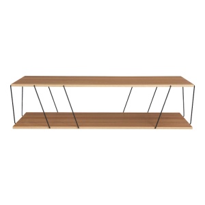 Set mobilier living masuta de cafea, 2 biblioteci si comoda TV, 4 buc, Tars, Stejar, 120x50x30 cm - Img 4