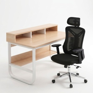 Set mobilier studenti birou si scaun birou, 2 buc, Reent, Alb, 100x60x73 cm - Img 2