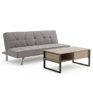 Set mobilier studenti canapea si masuta de cafea, 2 buc, Glide, Gri, 175x83x74 cm - Img 2