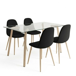 Set mobilier sufragerie 5 piese Bella, Negru, 120x70x75 cm - Img 2