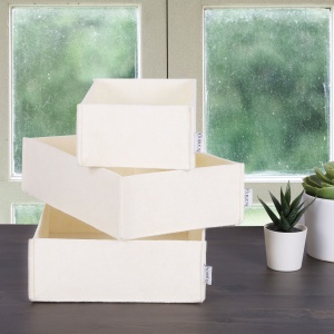 Set organizator de birou din fetru (3 bucati) HMY-6271 Crem 32x21x7.5 cm - Img 2