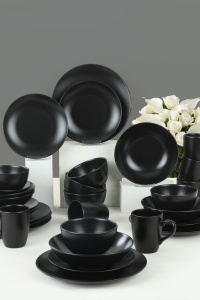Set veselă din ceramică, 30 bucati Alfa Negru 27x27x27 cm - Img 2