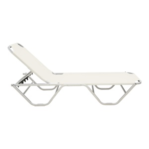 Sezlong Dessie pliabil aluminiu plasa alb 56x188x30 cm - Img 2
