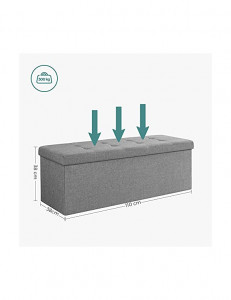 Spatiu de depozitare tip banca, Songmics, 110 x 38 x 38 cm, 120 L, ‎LSF77G, Gri - Img 6