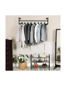 Suport pentru haine montat pe perete, Songmics, Negru, HSR64BK, 110 x 30 x 29 cm - Img 2