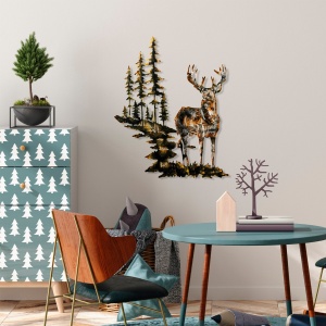 Tablou metalic Deer Multicolor 65x79 cm - Img 2