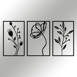 Tablou metalic Flowers Negru 70x39 cm - Img 6
