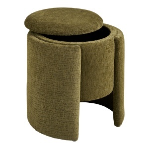 Taburet circular Walsdorf, Verde inchis, 42x42x44 cm