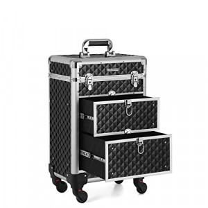 Troler cosmetice, Songmics, Negru, 34x25x57 cm - Img 7