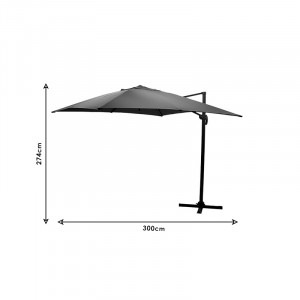 Umbrela de gradina suspendata cu rotatie de 360 de grade Raffaella aluminiu 3x3m antracit - Img 7