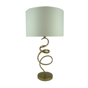 Veioza Valou E27 aluminiu auriu si tesatura alba 35x35x65 cm