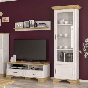 Vitrina Jaden Alb Antique - Gold Oak 70.5x43x197.5 cm - Img 2
