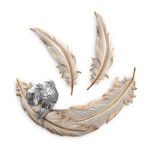 Accesoriu decorativ de perete Love Birds Crem 41x21x4 cm - Img 5