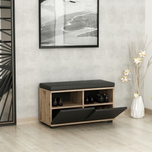 Banca cu dulap pantofi Drago Nuc 80x42x35 cm - Img 5