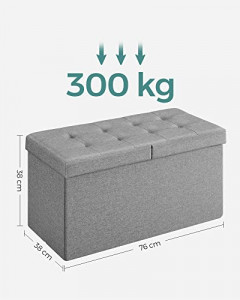 Bancuta hol cufar cu depozitare, Songmics, Gri, 76x38x38 cm - Img 5