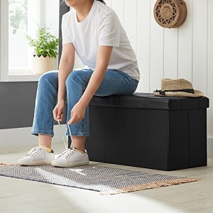 Bancuta hol cufar cu depozitare, Songmics, Negru, 76x38x38 cm - Img 5