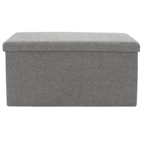 Bancuta hol cufar cu spatiu de depozitare material textil Greatness gri 76x38x38cm - Img 2