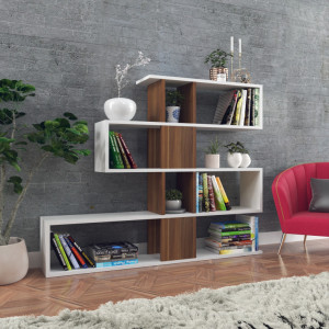 Biblioteca Karlin - Alb, Walnut - Img 2