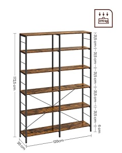 Biblioteca, Vasagle, Negru , 172.5×120×30 cm - Img 4