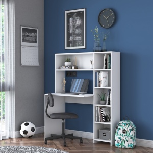 Birou cu biblioteca HA104 Alb 113.2x141.8x40 cm - Img 2