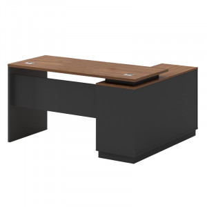 Birou pe colt stanga Oscar nuc - antracit 160x140x76cm - Img 2